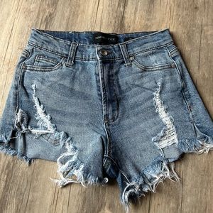 High waisted jean shorts